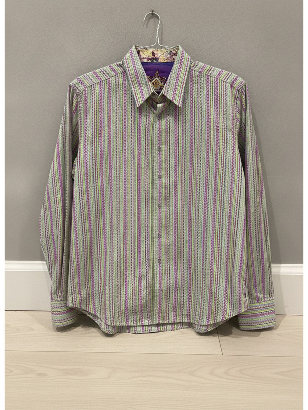 Robert Graham Men's Long Sleeve Button-Up Multicolor Print Flip Cuff XL
